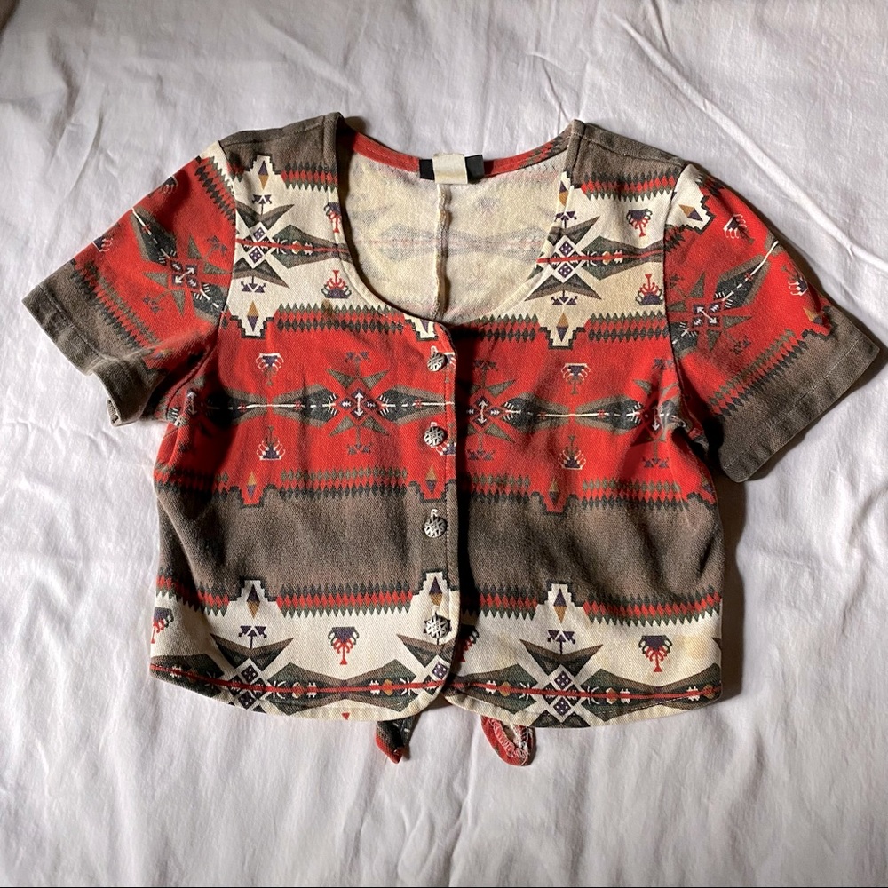 Vintage Southwestern Crop Tie-back top